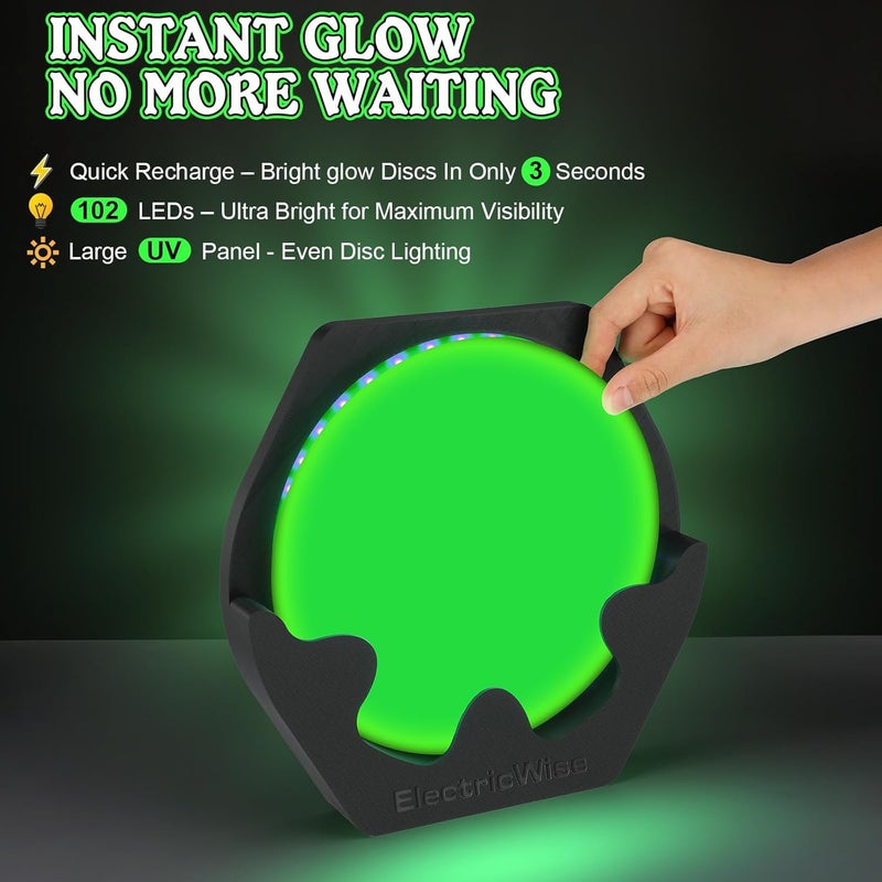 ElectricWise Disc Golf UV Charging Station for Luminous Discs, Fast LED Illumination Stand, Portable Night Play Disc Golf Accessory for Outdoor Practice, Backyard Fun and Tournament Games - Image 2